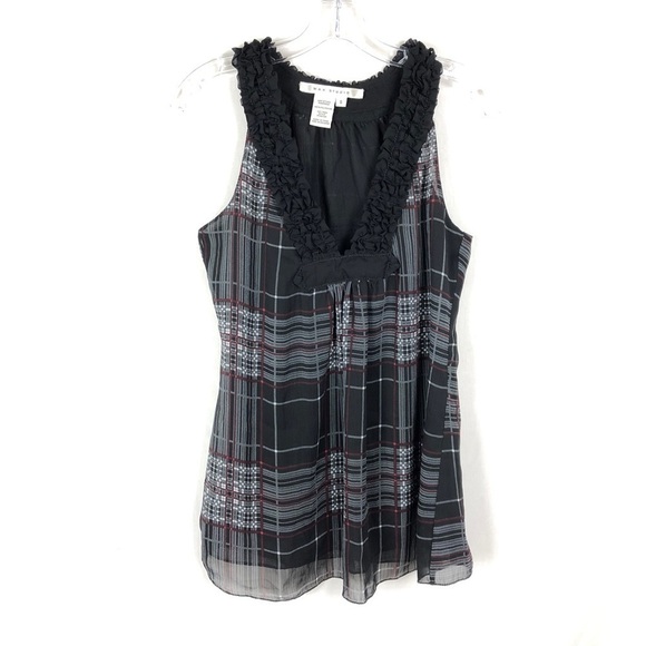 Max Studio Plaid Ruffle Blouse - Picture 1 of 6